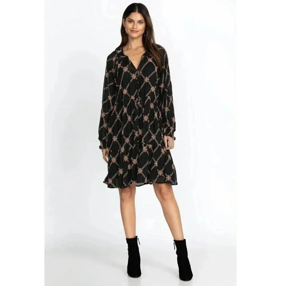 Johnny Was Jackie Floral Embroidered Sheer Bohemian Mini Dress Size XS - Picture 3 of 11